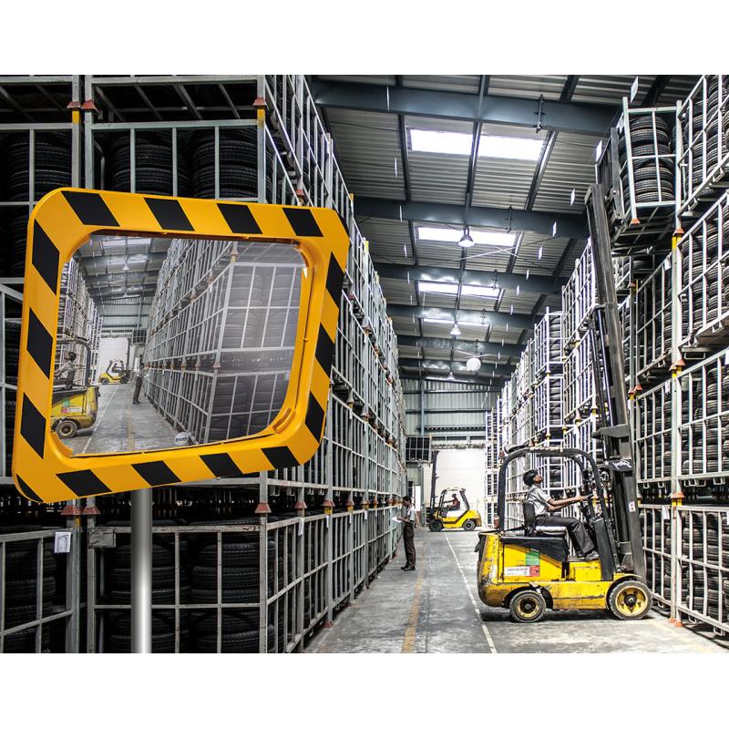 Industrial safety mirrors (yellow & black frame) in Polymir & P.A.S - site image