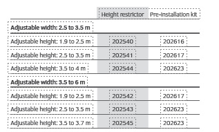 HALF-WIDTH SWIVEL HEIGHT RESTRICTOR TABLE